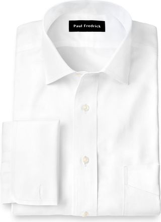 Paul Fredrick Non-iron Cotton Pinpoint Solid Spread Collar French Cuff Dress Shirt