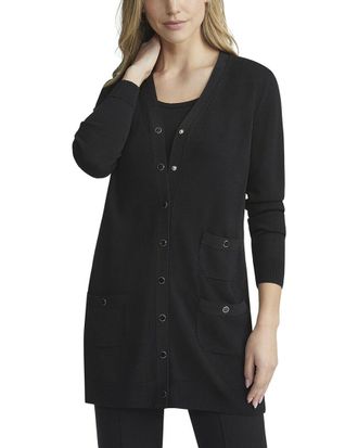 Lafayette 148 New York Long Three-Pocket Cardigan