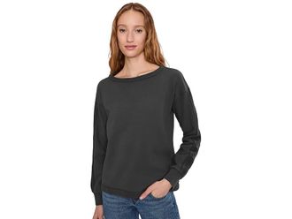 Mod-o-doc Long Sleeve Reverse Seams Sweatshirt Womens Sweatshirt Washed Ebony : LG (US 12-14), Cotton