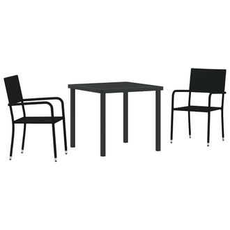 Berkfield Home 3 Piece Garden Dining Set Black Poly Rattan