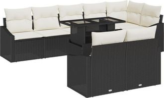 vidaXL Vidaxl - Garden Sofa Set 9 pcs Black and cream 100 x 55 x 73 cm