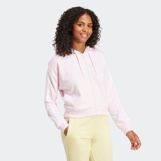 adidas Kapuzensweatshirt ADIDAS SPORTSWEAR W 3S FT FZ HD, Damen, Gr. XXL, pink (clear pink, wei&szlig;), Obermaterial: 55% Baumwolle, 36% Polyester, 9% Viskose, no