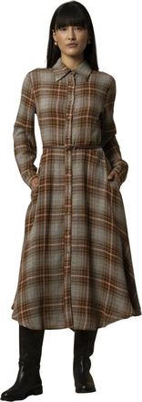 Kocca Kleedjes, Dames, Bruin, S, Geruite overhemdstijl jurk met riem