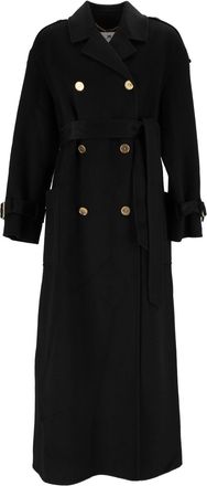 Elisabetta Franchi Double-Breasted Belted Gold Hardware Wool Trench Coat