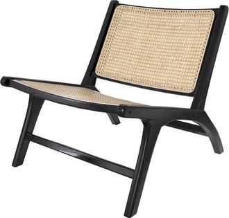 Rendez-Vous Déco Sillón de teca negra y ratán natural