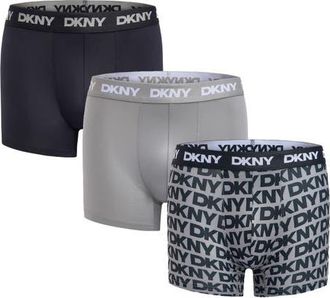 DKNY 3-Pack Soft Touch Boxer Briefs in Black/Light Grey/Logo Print at Nordstrom, Size Xx-Large