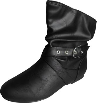 Generic Ankle Boots For Women Flat Mid Lengthl Slip-On Leather Booties Pointed Toe Non-Slip Ankle Boots Vintage Pure Colour Ladies Autumn Footwear Dress Party