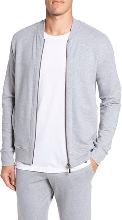 Hanro Living Cotton Zip-Up Jacket in Grey Melange at Nordstrom, Size X-Large