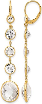 Diamond2Deal 14K Yellow Gold Crystal and White Topaz Drop Dangle Earrings