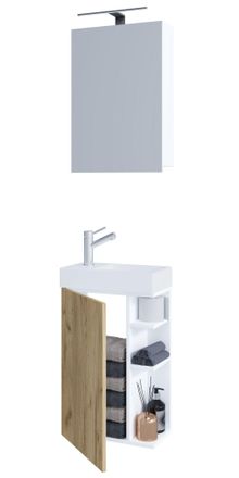 ebuy24 Vcm Juego De 3 Piezas Lavadero Para Invitados Wc Ba&ntilde;o De Invitados Wc Lavabo Con Gabinete De Espejo Muebles De Ba&ntilde;o Juego De Ba&ntilde;o - Lumia (blanco / Ro