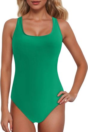 Generic Period Swimwear 1 Piece Leak Proof Menstrual Athletic Swimsuit Racerback Bathing Suit for Teens Girls Womens Athletic Racerback Bathing Suit Color Blo