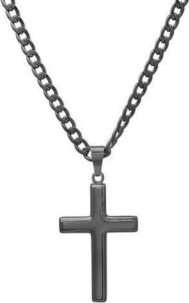 HMY Jewelry Mens Black Cross Pendant Necklace at Nordstrom Rack