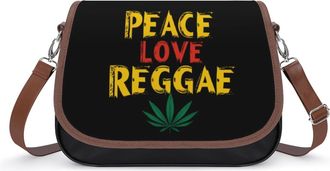 Generic Peace Love Reggae Small Womens Crossbody Bags Shoulder Handbag with Adjustable Strap for Travel