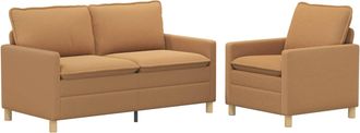 vidaXL Juego De Sof&aacute; 2 Uds. Beige Tela Vidaxl