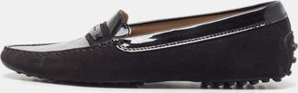 Tod's Tods Black Suede And Patent Leather Loafers