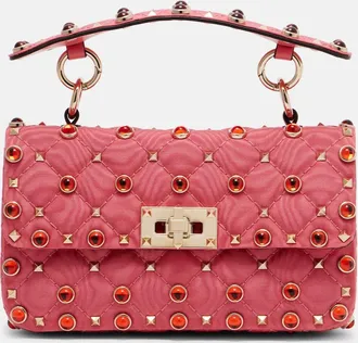 Valentino Garavani Rockstud Spike Small moir&eacute; top-handle bag