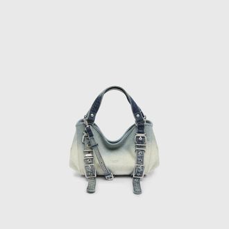 Diesel D-One-Small top-handle bag in crystal solarised denim - Handbags - Woman - Blue
