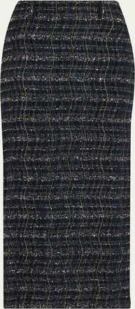 Missoni Paillette Wavy Check Tweed Midi Skirt