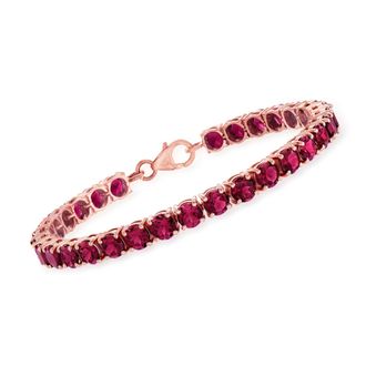 Ross-Simons Rhodolite Garnet Tennis Bracelet in 18kt Rose Gold Over Sterling