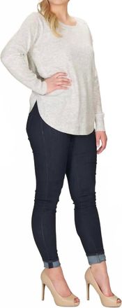 Papillon Soft Heathered Sweater With Ribbed Detail In Light Grey