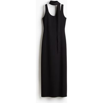H&M Bodycon Dress With Scarf in Black at Nordstrom, Size Xx-Small