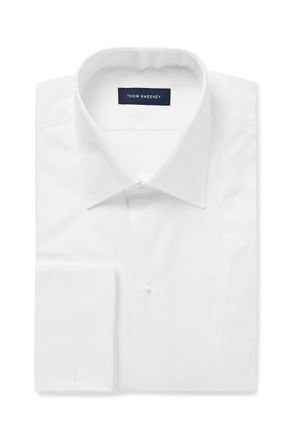 Thom Sweeney Marcella Bib-Front Cotton and Lyocell-Blend Poplin and Piqué Tuxedo Shirt