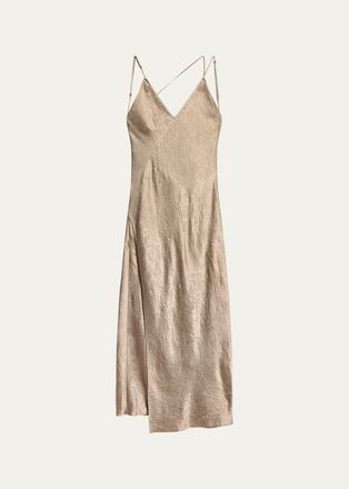 Helmut Lang Crinkled-Effect Midi Slipdress