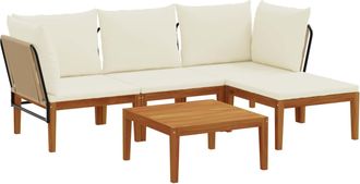 vidaXL 5 Uds. Madera De Acacia S&oacute;lida Y Cuerda Natural Vidaxl