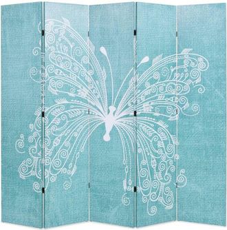 vidaXL Biombo divisor plegable 200x170 cm mariposa azul Vidaxl