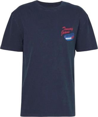 Tommy Jeans Bedrukte T-shirt met ronde hals en korte mouwen - Heren - T-shirts - Blauw - M - Katoen - Tops