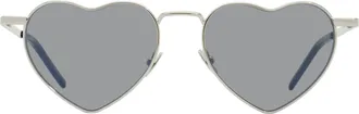 Saint Laurent SL Heart-Shaped Metal Sunglasses - Silver