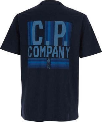 C.P. Company Mens T-Shirt Round Neck Blue Cotton T-Shirts And Polos