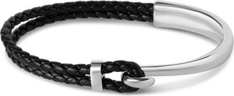 Bruno Magli Mens Archetype Leather Bracelet, Silver