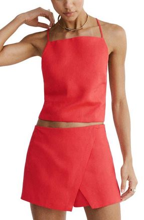 Mango Square Neck Crop Top in Red at Nordstrom, Size Medium
