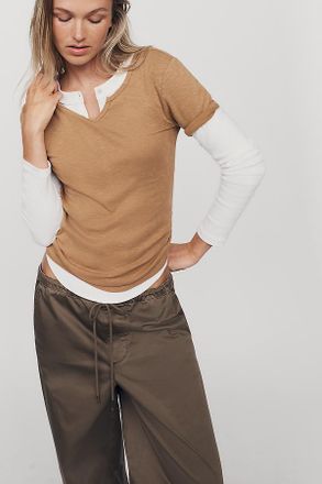 Pilcro Sable Notched Collar Tee