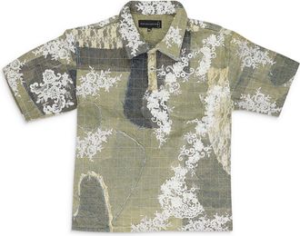 Who Decides War by Ev Bravado BLUE LACE PATCHWORK BUTTON-DOWN SHIRT