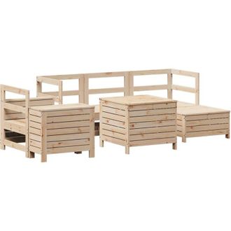 vidaXL 7 Piece Garden Sofa Set Solid Wood Pine vidaXL