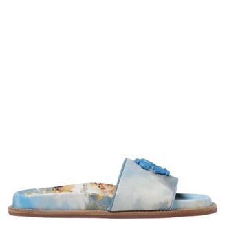 Roberto Cavalli Mirror Snake Leather Slides, Brand Size 40 ( US Size 10 )