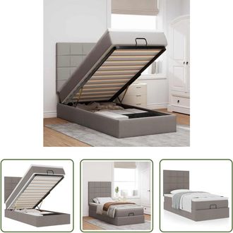vidaXL Vidaxl Estructura De Cama Otomana Colch&oacute;n Tela Gris Pardo 90x190cm
