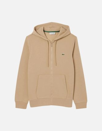 Lacoste Mens Lacoste Mens Fleece Hoodie Zip Up Cotton Hoody - Cream - Size: 38
