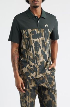Malbon Golf Tour Divot Camo Polo in Bark Camo at Nordstrom, Size X-Large