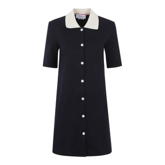 Thom Browne Kleedjes, Dames, Blauw, XS, Katoen, Solid Double Face Knit Polo Dress