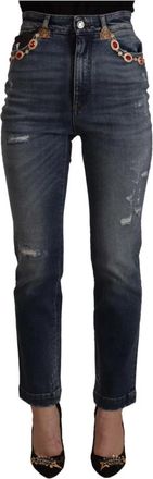 Dolce & Gabbana Hoge Taille Skinny Denim Jeans Blauw - Dames - Slim Fit Jeans - Blauw - XS - Denim - Jeans