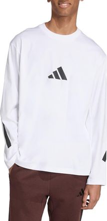 adidas Z.N.E. Oversize Long Sleeve Cotton Graphic T-Shirt in White/Black at Nordstrom, Size Xx-Large
