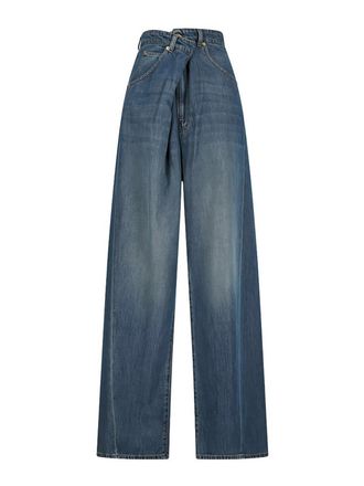 Darkpark Ines foldover jeans in blue cotton denim