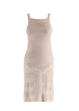 Dior Christian Dior Beige Boutique Woven Silk Knitted Dress Size S