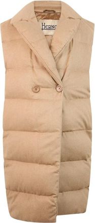 Herno Gewatteerd Gilet - Dames - Bodywarmers - Beige - S - Wol - Jassen