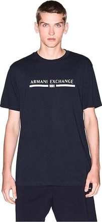 A|X Armani Exchange 1991 Chest Logo T-shirt Mens T Shirt Deep Navy : 2XL, Cotton