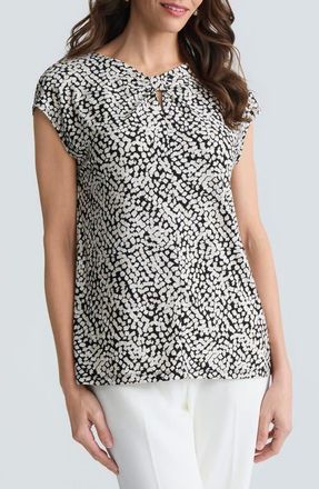 Kasper Dot Print Scrunch Neck Knit Top in Black Multi at Nordstrom, Size X-Large