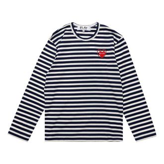 Comme Des Gar&ccedil;ons SS25 Metalstone Stripe T-Shirt Navy White AX-T806-051-1